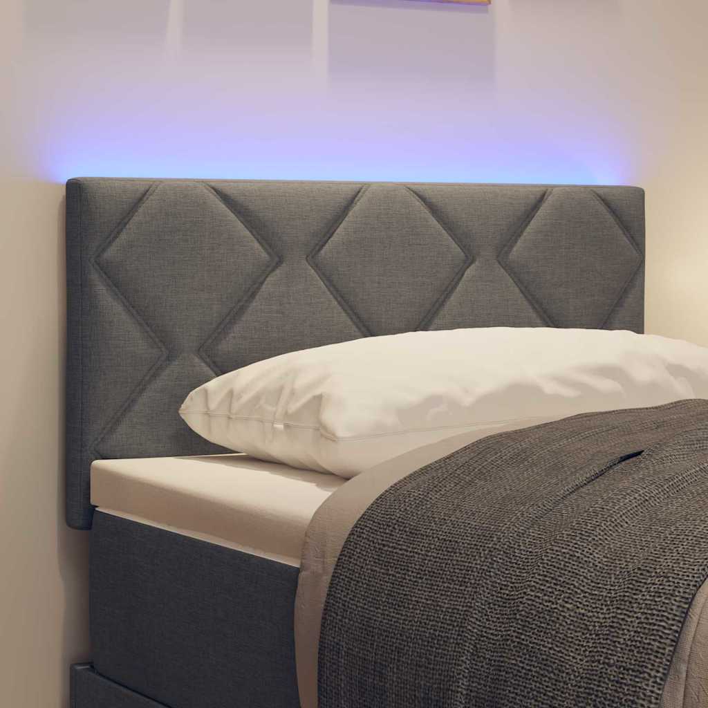Headboard with LED Strip Lights Adjustable Grey 80 cm Fabric